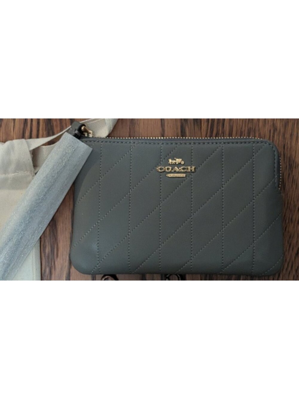NWT Coach Slate Quilted Leather Wristlet - Retailed for $95